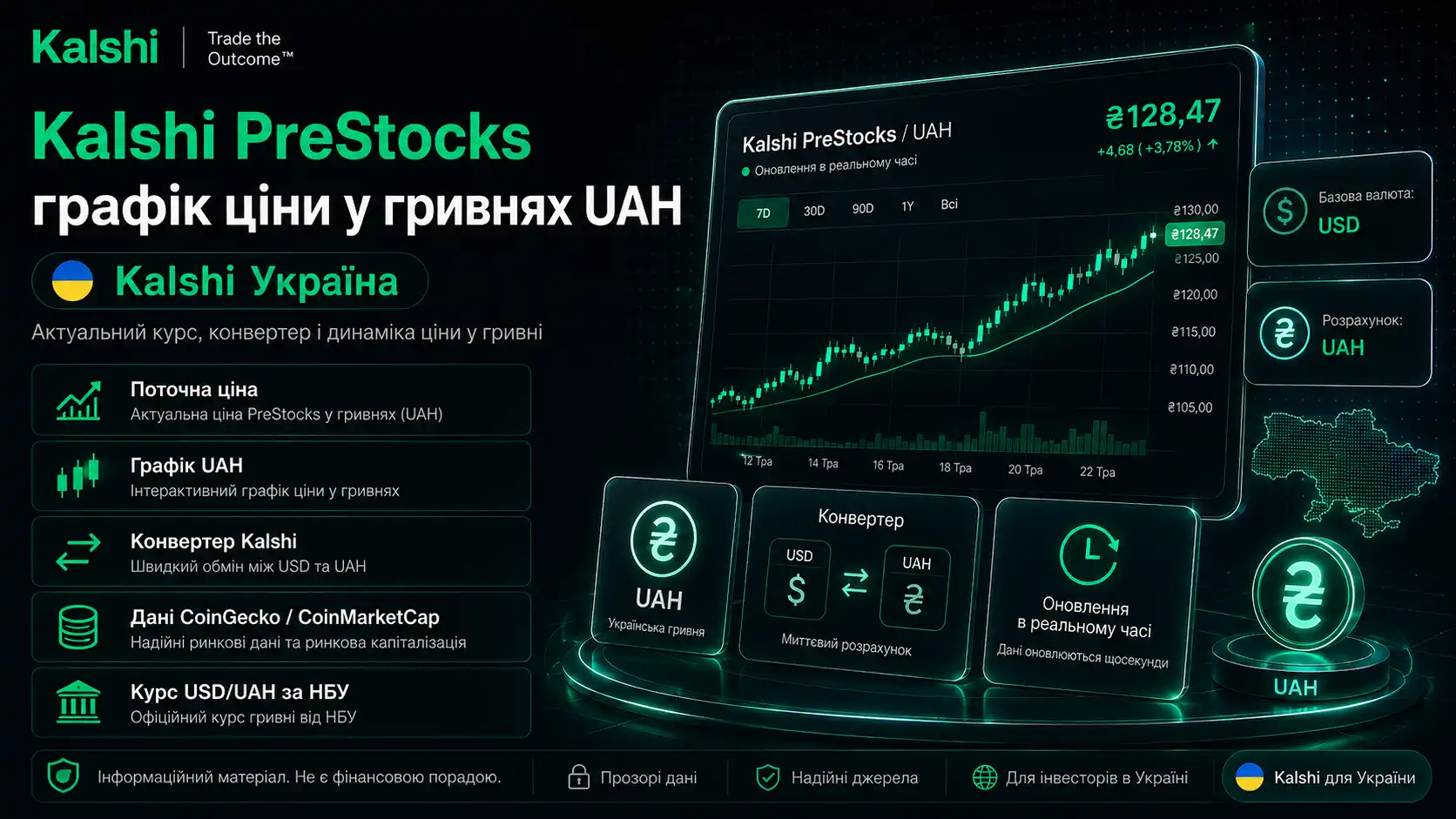 Kalshi PreStocks графік ціни у гривнях UAH — Kalshi Україна